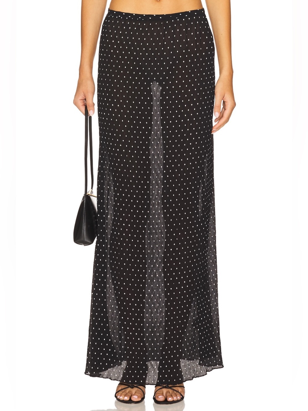 Lioness Ford Maxi Skirt in Onyx Polka Dot Black size Small